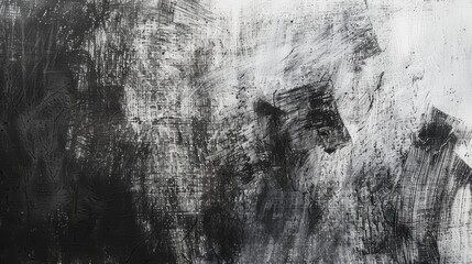 Strokes and smudges of charcoal on a textured paper create abstract art. Wallpaper. Background.
