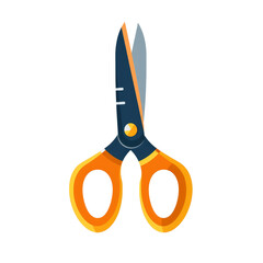 Orange and Black Scissors isolated on a transparent background, clipart, graphic resource