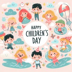 Happy children day set of kids