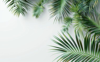 Green leaves isolated on white background and free copy space