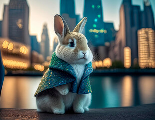 rabbit on the city