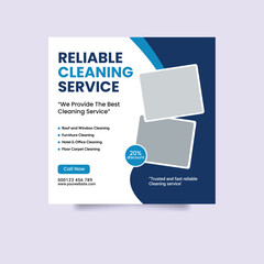 Cleaning service square flyer social media post or Instagram banner template