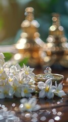 A close-up of a handcrafting jasmine garland