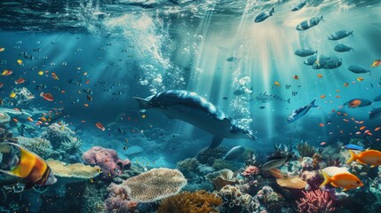 Fototapeta na wymiar the concept of World Ocean Day. Beautiful nature landscape. World Water Day. 