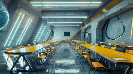Abstract futuristic school classroom
