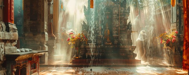 A quiet corner of a temple during Songkran