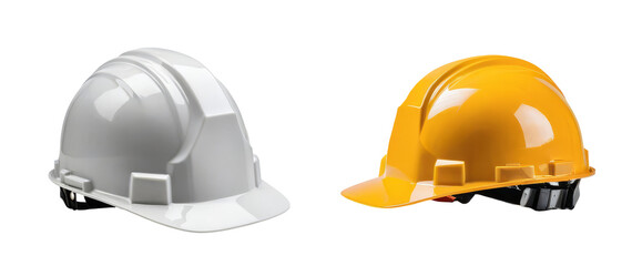 white yellow construction helmet isolated on transparent background