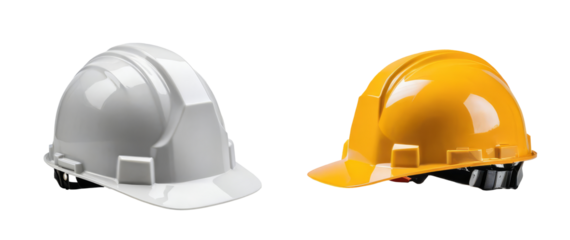 white yellow construction helmet isolated on transparent background