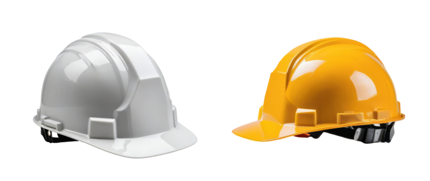 white yellow construction helmet isolated on transparent background
