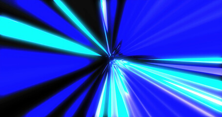 Blue energy tunnel frame with futuristic electric field particles and lines of high-tech energy. Abstract background