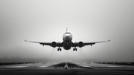The decisive moment a plane lands, capturing the precision and grace of air travel - obrazy, fototapety, plakaty