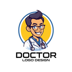 Doctor Cartoon Vector Logo Design
