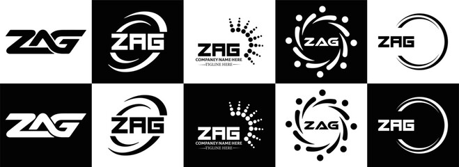 ZAG logo. Z A G design. White ZAG letter. ZAG, Z A G letter logo design. Initial letter ZAG linked circle uppercase monogram logo. Z A G letter logo vector design. top logo, Most Recent, Featured,