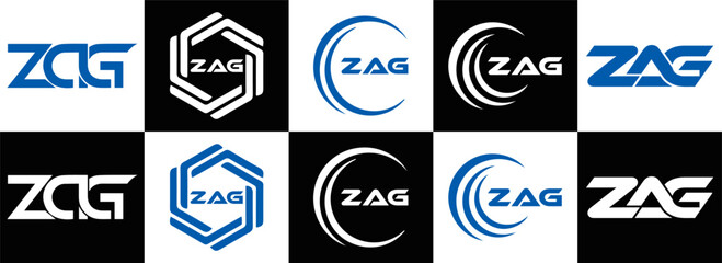 ZAG logo. Z A G design. White ZAG letter. ZAG, Z A G letter logo design. Initial letter ZAG linked circle uppercase monogram logo. Z A G letter logo vector design. top logo, Most Recent, Featured,