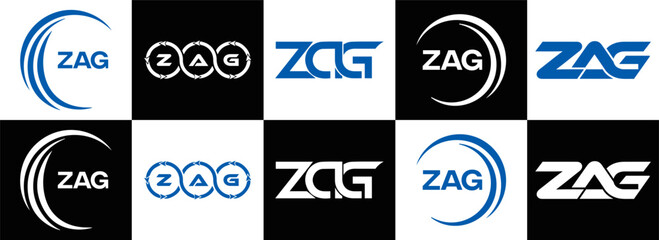 ZAG logo. Z A G design. White ZAG letter. ZAG, Z A G letter logo design. Initial letter ZAG linked circle uppercase monogram logo. Z A G letter logo vector design. top logo, Most Recent, Featured,