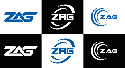 ZAG logo. Z A G design. White ZAG letter. ZAG, Z A G letter logo design. Initial letter ZAG linked circle uppercase monogram logo. Z A G letter logo vector design. top logo, Most Recent, Featured,