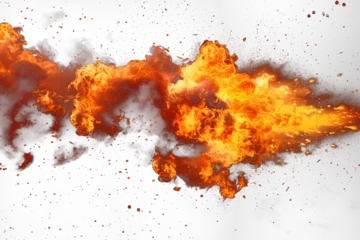 Foto op Canvas Transparent realistic burning fire flame, fire flame transparent background png file, realistic fire effect, Generative AI © ftlupuper