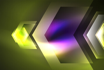 Arrow hexagon neon light glowing shapes background. Vector illustration For Wallpaper, Banner, Background, Card, Book Illustration, landing page