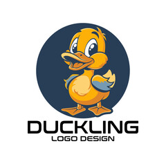 Duckling Cartoon Vector Logo Design