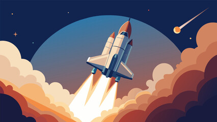 Fototapeta premium As the shuttle broke through the atmosphere a trail of smoke and debris followed its descent a heartbreaking reminder of the bravery and