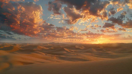 Fototapeten A desert landscape with a beautiful sunset in the background © Dmitriy