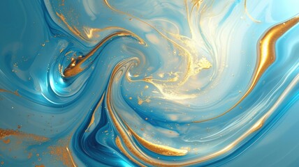 The abstract picture of the two colours between blue and yellow colour that has been mixed with each other in the form of the ink or liquid to become beautifully view of this abstract picture. AIGX01. - obrazy, fototapety, plakaty