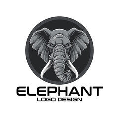 Elephant Cartoon Vector Logo Design