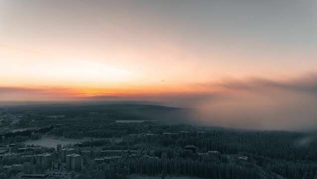 Wintery view from Puijo tower at Kuopio