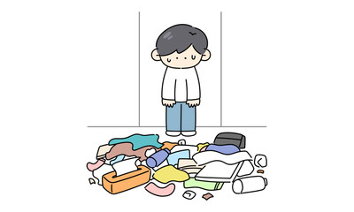 部屋が汚くて困る男性