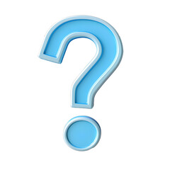 A blue question mark with a white background