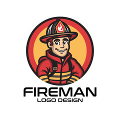 Fireman Vector Logo Design