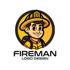 Fireman Vector Logo Design