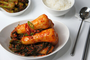 young radish kimchi with rice