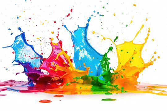 paint color splashes on pure white background