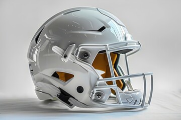 Modern White American Football Helmet - Safety and Style. Concept American Football, Helmet, Safety, Style, Modern - obrazy, fototapety, plakaty