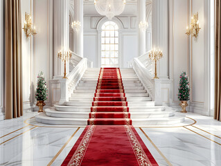 stunning Marble Hallway of a Grand Palatial Residence with Lavish Decor and Ornate Chandeliers Welcoming Visitors to an Illustrious Ceremony