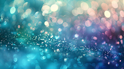 Cool Blue Bokeh Effect, Abstract Light Bubbles, Festive Background