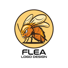 Flea Cartoon Vector Logo Design