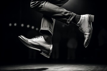 A tap dancer displaying intricate footwork - obrazy, fototapety, plakaty