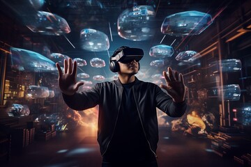 A virtual reality developer creating immersive digital experiences
