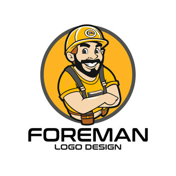 Foreman Cartoon Vector Logo Design 