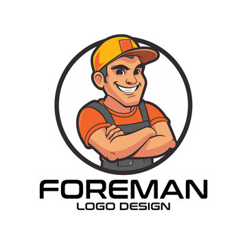Foreman Cartoon Vector Logo Design 