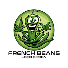 French Beans Cartoon Vector Logo Design