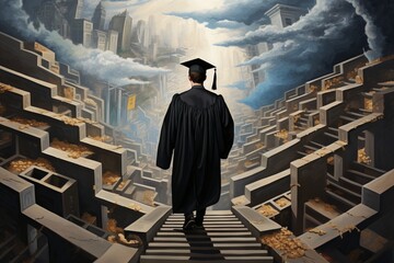 Conceptual piece visualizing the path to graduation victory - Powered by Adobe