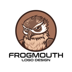 Frogmouth Cartoon Vector Logo Design