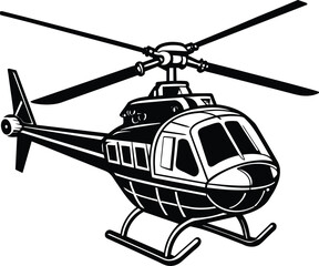 Bell-47 Helicopter Silhouette Vector Design