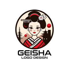 Geisha Cartoon Logo Design