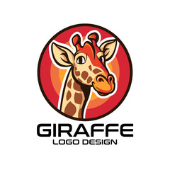 Giraffe Cartoon Vector Logo Design