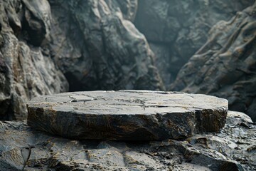 podium 3d Environment rock surface terrain mud for beautiful display beauty product mock up for cosmetic or product Promotion advertising banner Luxury