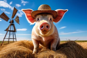 a Pigs in a field at a free-range organic farm - obrazy, fototapety, plakaty